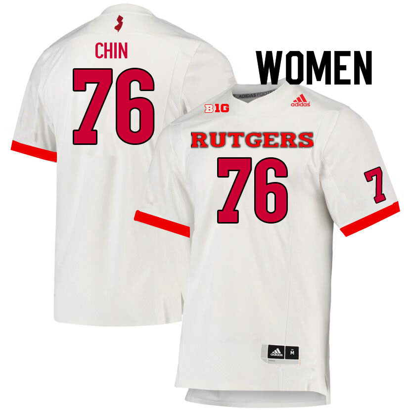 Women #76 Dantae Chin Rutgers Scarlet Knights College Football Jerseys Sale-White - Click Image to Close